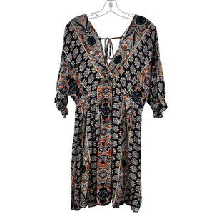 Elings Women's V-Neck Short Sleeve A-Line Dress Size 18 Above Knee